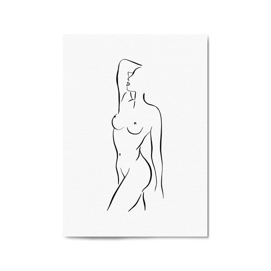 Posed Nude Female Body Minimal Drawing Wall Art #2 - The Affordable Art Company
