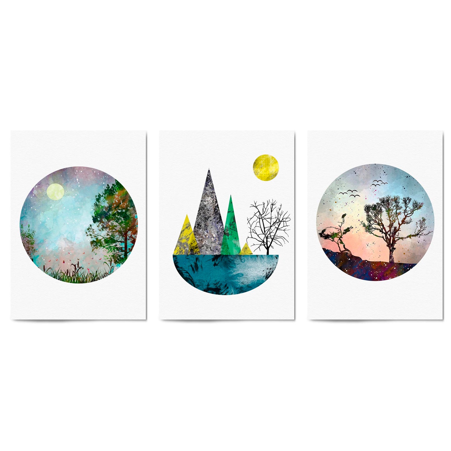 Set of Scandi Nature Landcape Wall Art - The Affordable Art Company