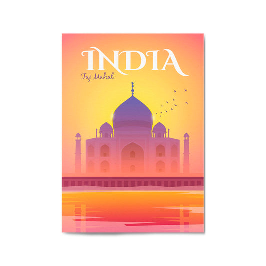 Retro Taj Mahal, India Vintage Travel Wall Art - The Affordable Art Company