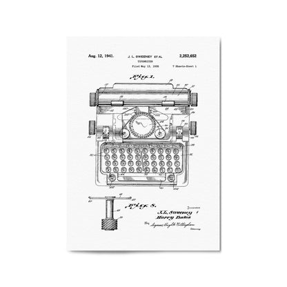 Vintage Typewriter White Patent Wall Art #3 - The Affordable Art Company