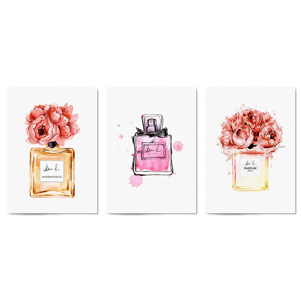 Set of Perfume Bottle Fashion Bedroom Wall Art #3 - The Affordable Art Company