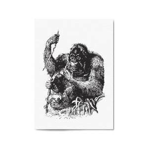 Orangutan Drawing Jungle Animal Wall Art - The Affordable Art Company
