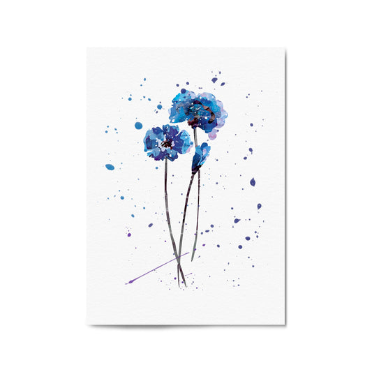 Scandi Blue Flower Design Minimal Kitchen Wall Art #1 - The Affordable Art Company