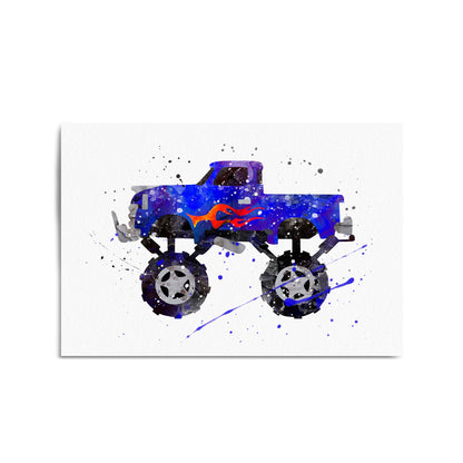 Monster Truck Cartoon Boys Bedroom Truck Wall Art - The Affordable Art Company