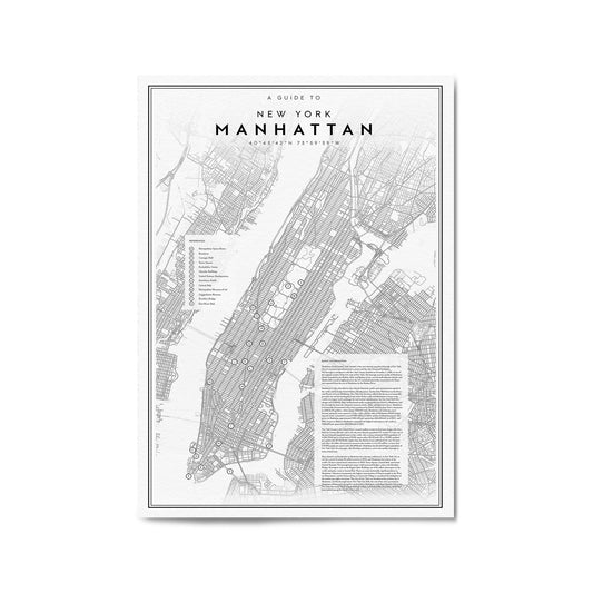 Minimal Manhattan Detailed Map New York Wall Art - The Affordable Art Company