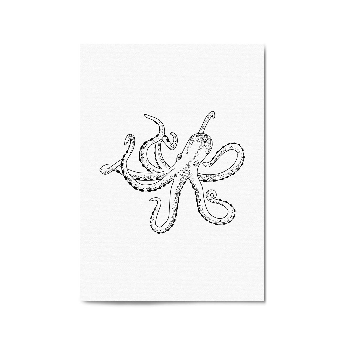 Octopus Drawing Minimal Sealife Wall Art #2 - The Affordable Art Company