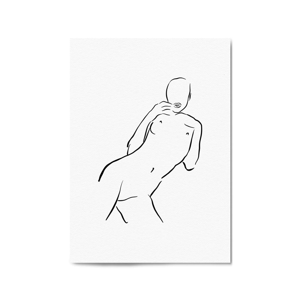 Nude Minimal Female Body Line Abstract Wall Art - The Affordable Art Company