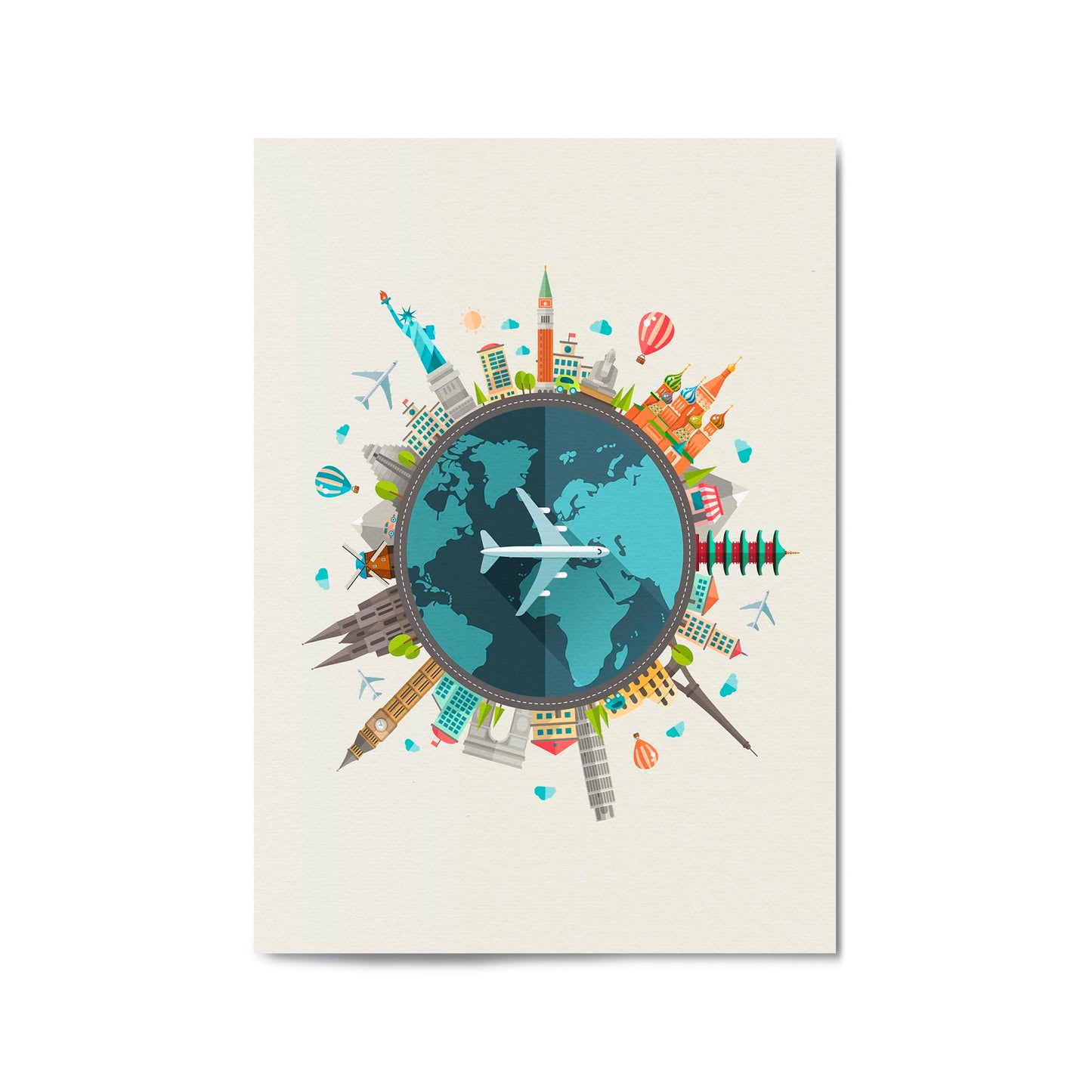 World Travel Retro Landmarks Wall Art - The Affordable Art Company