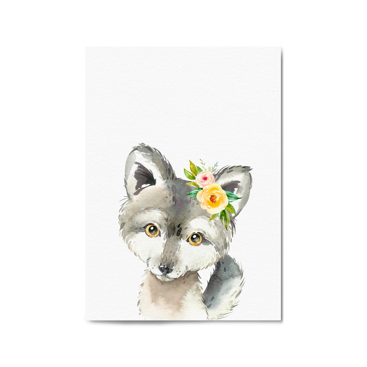 Cute Baby Wolf Nursery Animal Gift Wall Art - The Affordable Art Company