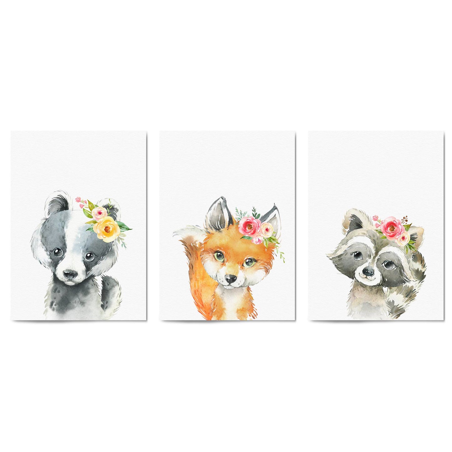 Set of Cute Baby Woodland Animals Nursery Wall Art #2 - The Affordable Art Company