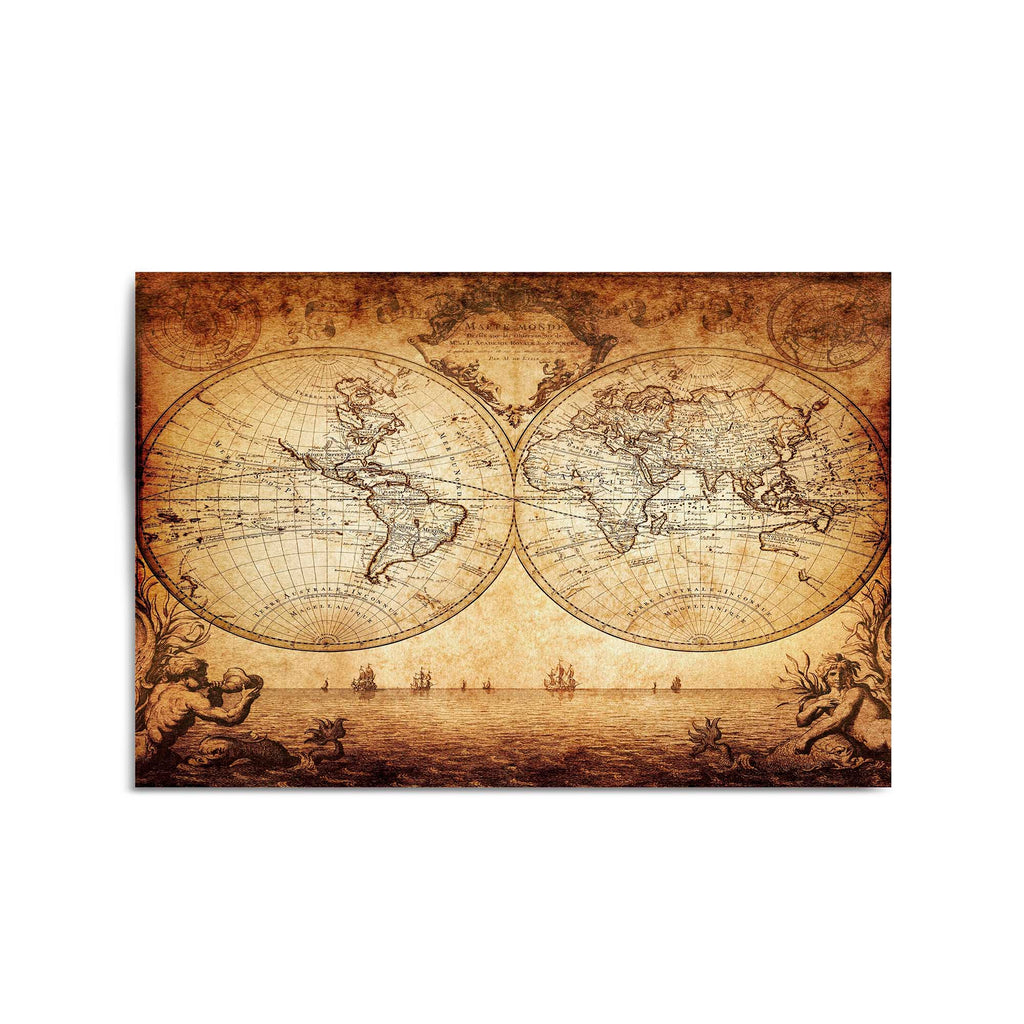 Vintage World Map Old Wall Art #4 - The Affordable Art Company