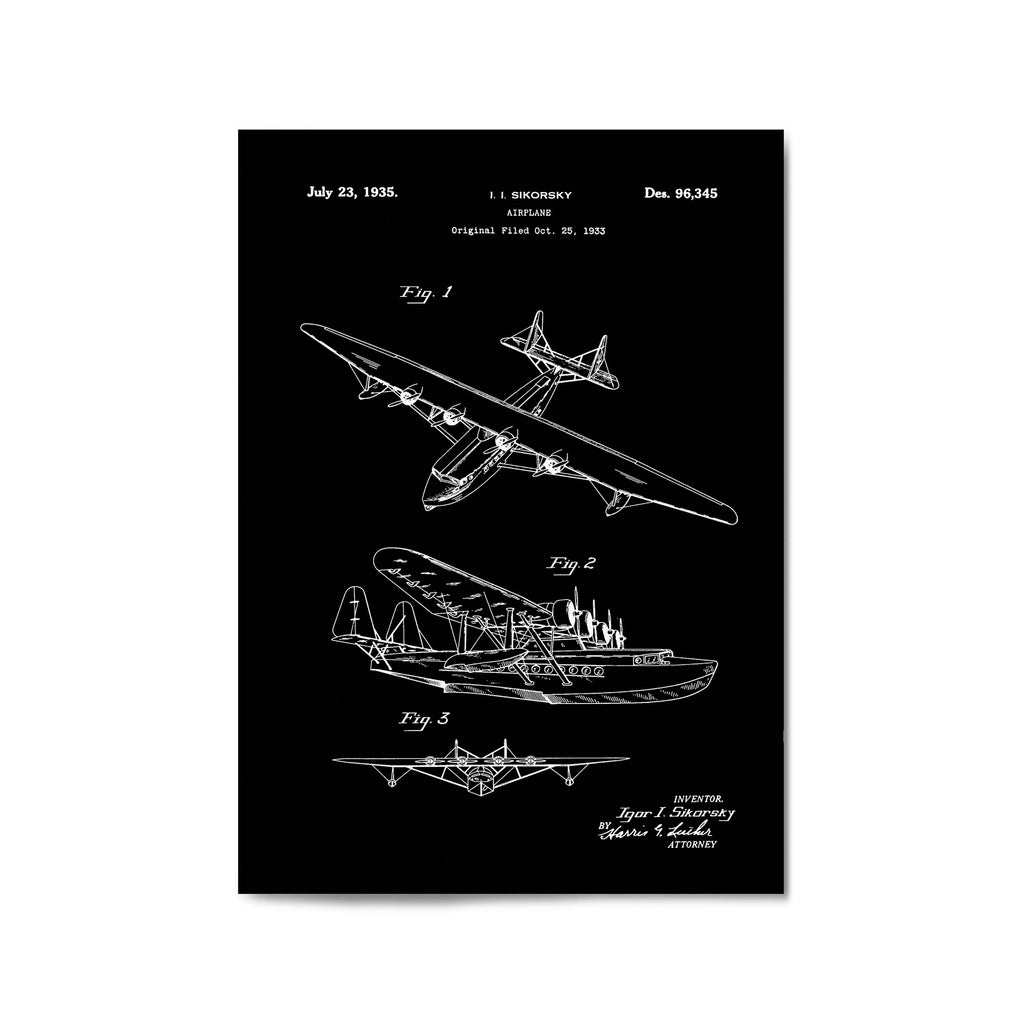 Airplane Patent Vintage Minimal Man Cave Wall Art #10 - The Affordable Art Company