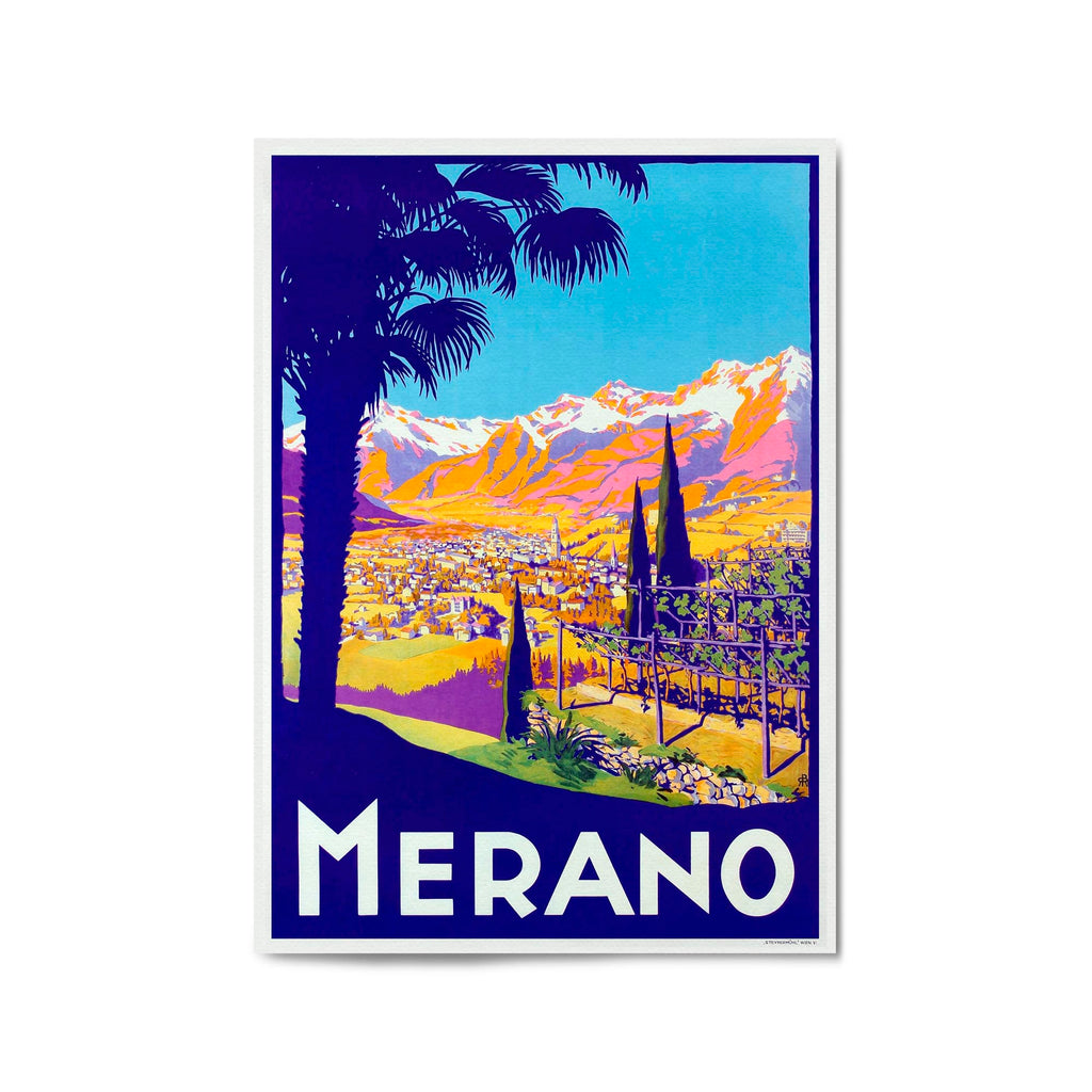 Merano, Italy Vintage Travel Advert Wall Art - The Affordable Art Company