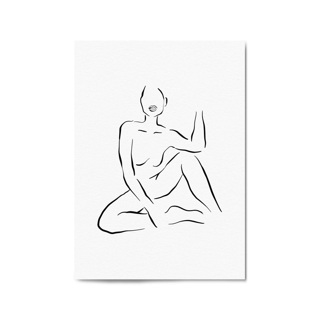 Nude Female Body Minimal Line Drawing Wall Art #2 - The Affordable Art Company