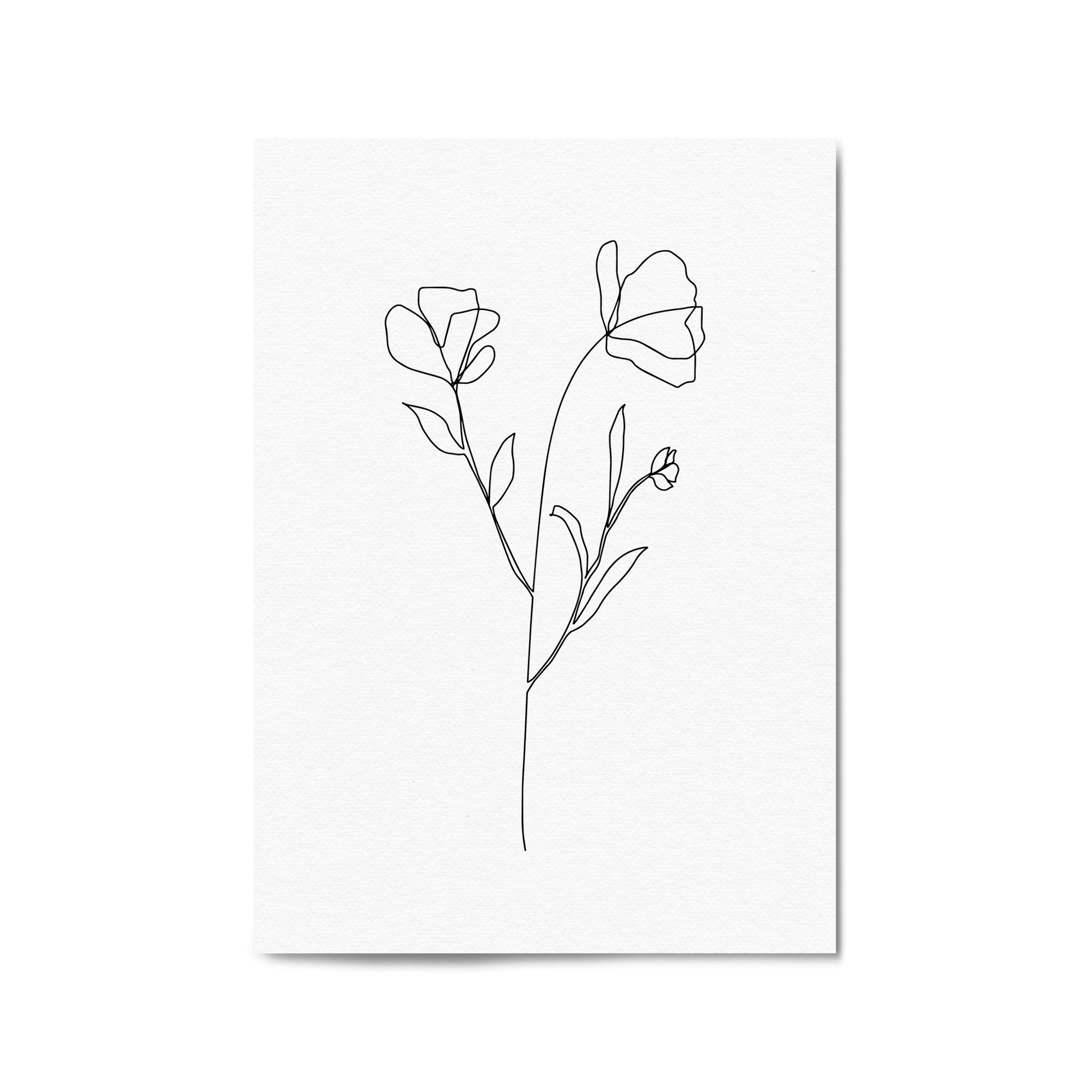 Minimal Floral Drawing Flower Abstract Wall Art #38 - The Affordable Art Company