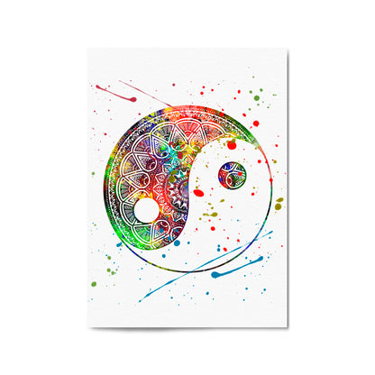 Yin Yang Mandala Calming Yoga Buddist Wall Art #1 - The Affordable Art Company