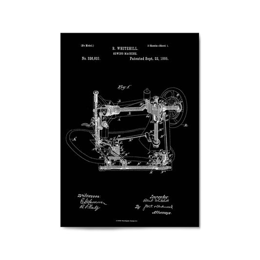 Vintage Sewing Machine Patent Wall Art #1 - The Affordable Art Company