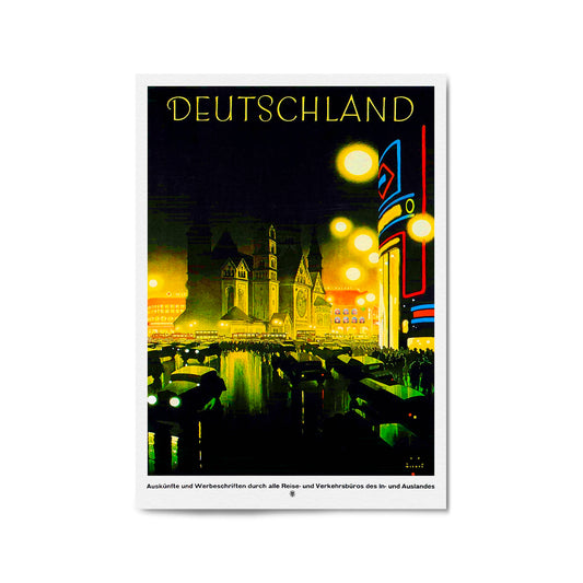 Deutschland Germany Vintage Travel Advert Wall Art - The Affordable Art Company