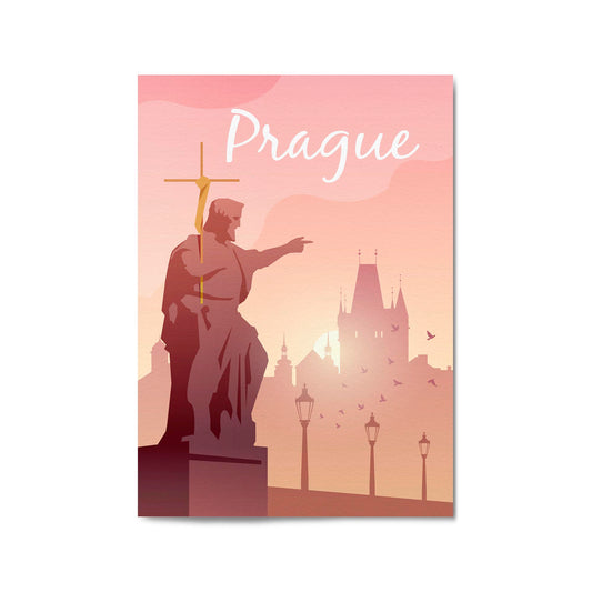 Retro Prague Czech Vintage Travel Europe Wall Art - The Affordable Art Company
