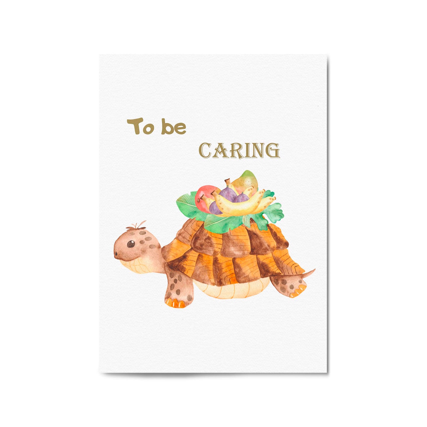 Tortoise "To Be Caring" Quote Nursery Wall Art - The Affordable Art Company