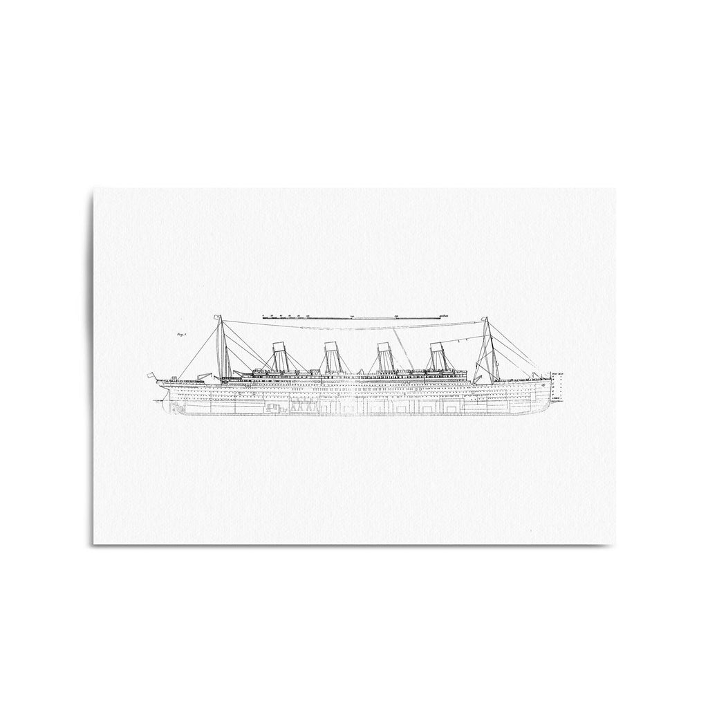 Vintage Titanic Plans Schematic White Wall Art #1 - The Affordable Art Company