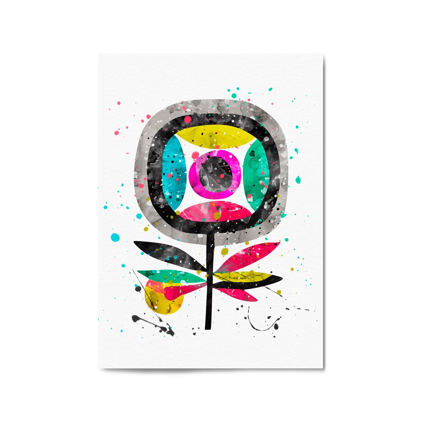 Scandi Flower Colourful Kitchen Cafe Wall Art #1 - The Affordable Art Company