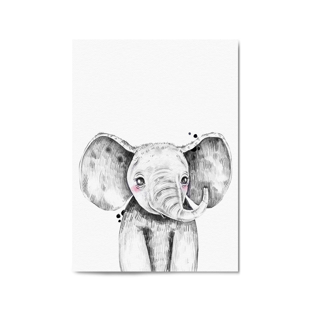 Cute Blushing Baby Elephant Nursery Animal Wall Art - The Affordable Art Company