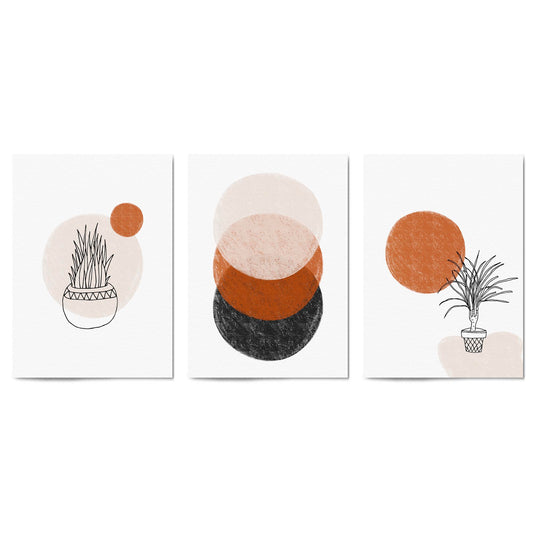 Set of Minimal Plant Abstract Hallway Wall Art #2 - The Affordable Art Company
