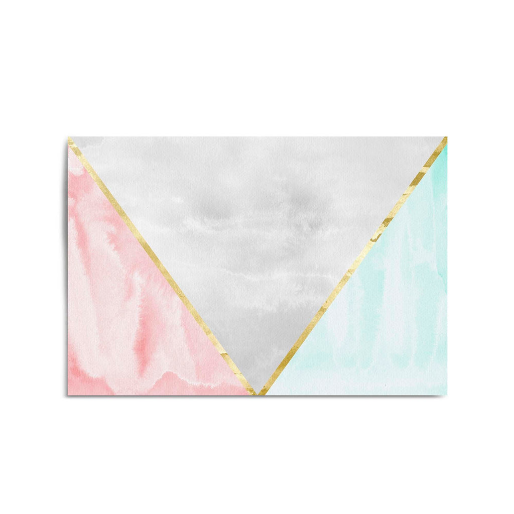 Abstract Pink and Blue Geometric Minimal Wall Art - The Affordable Art Com