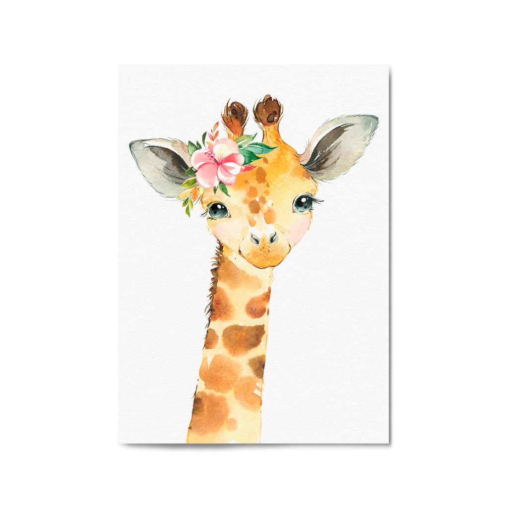 Cute Baby Giraffe Nursery Animal Gift Wall Art - The Affordable Art Company