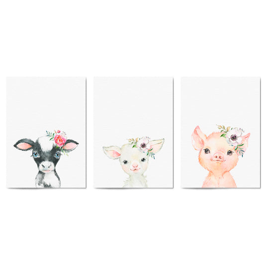 Set of Cute Baby Farm Animals Nursery Wall Art #1 - The Affordable Art Company