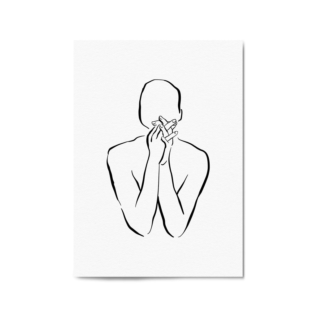 Thinking Nude Female Minimal Line Body Wall Art - The Affordable Art Company