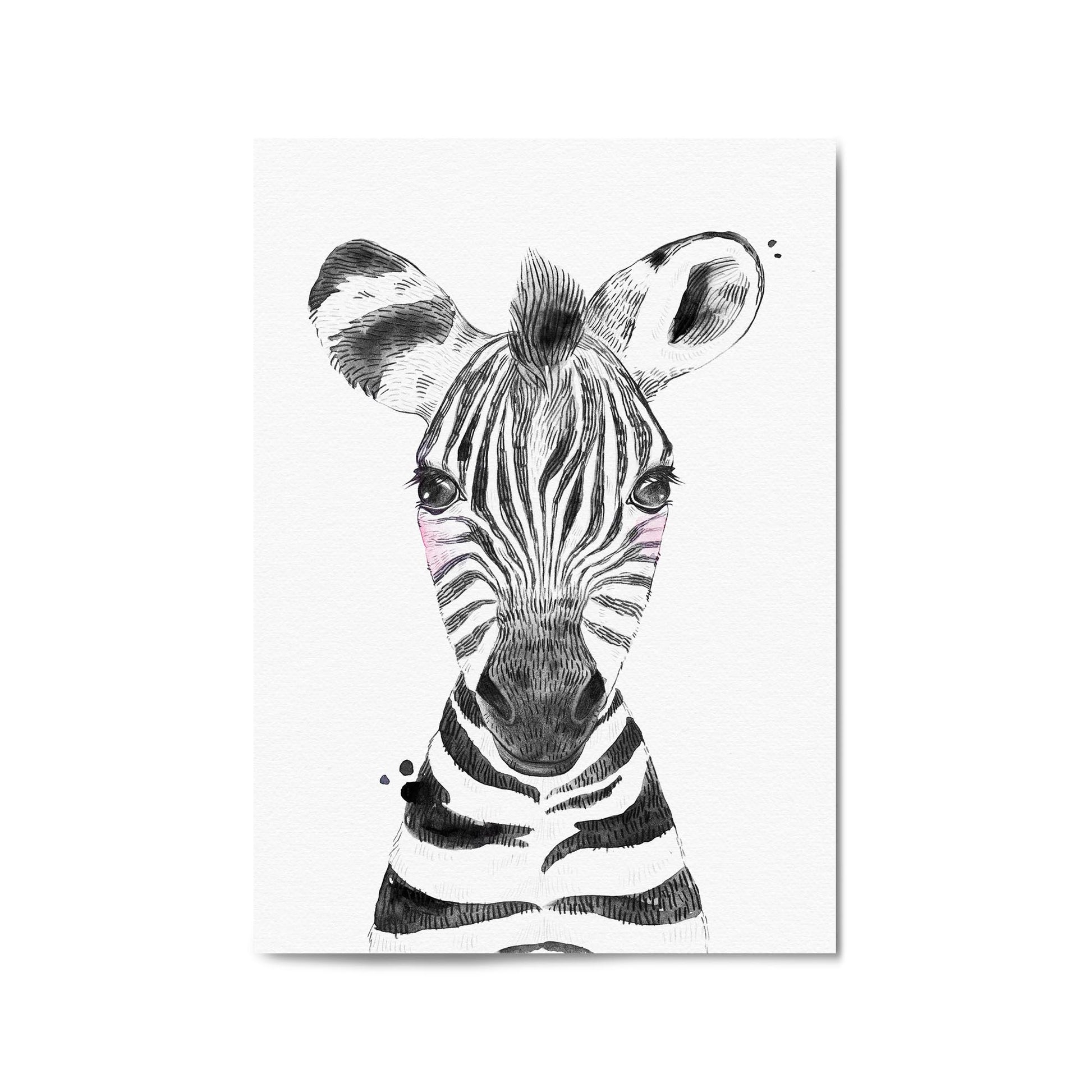 Cute Blushing Baby Zebra Nursery Animal Wall Art - The Affordable Art Company
