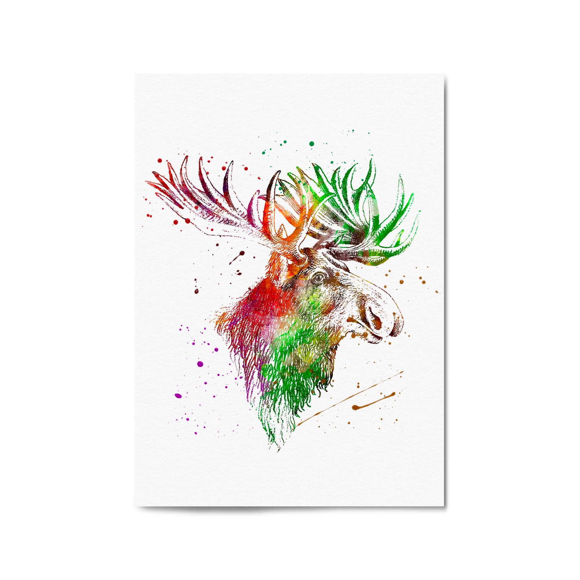 Moose Head Drawing Hunting Man Cave Wall Art #1 - The Affordable Art Company