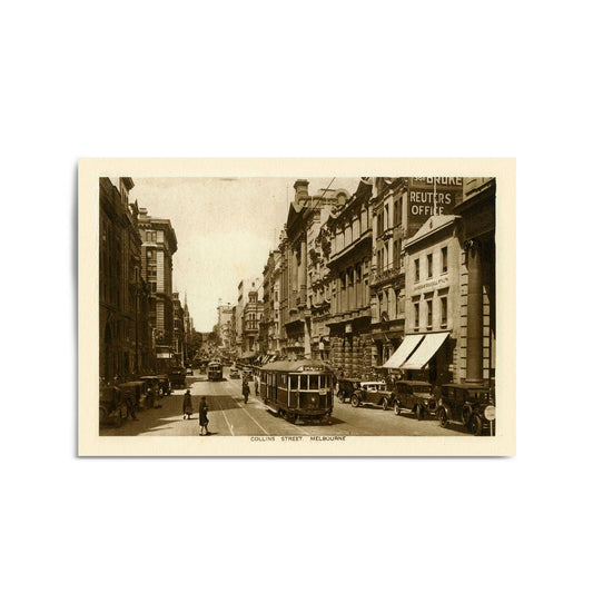 Collins St Melbourne Vintage Photograph Wall Art #1 - The Affordable Art Company