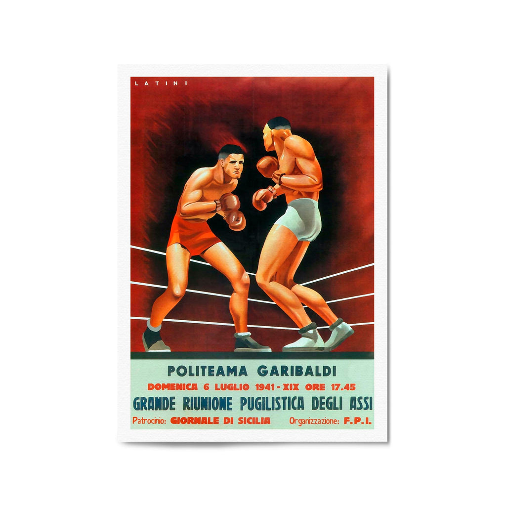 Politeama Garibaldi Boxing Vintage Sports Advert Wall Art - The Affordable Art Company