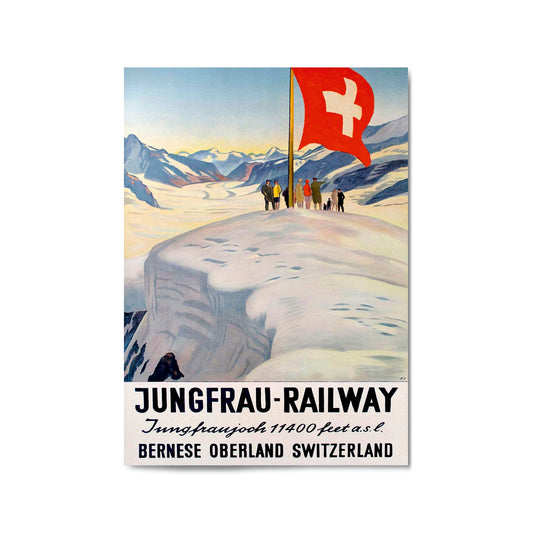 Jungfrau Railway Switzerland Vintage Travel Advert Wall Art - The Affordable Art Company