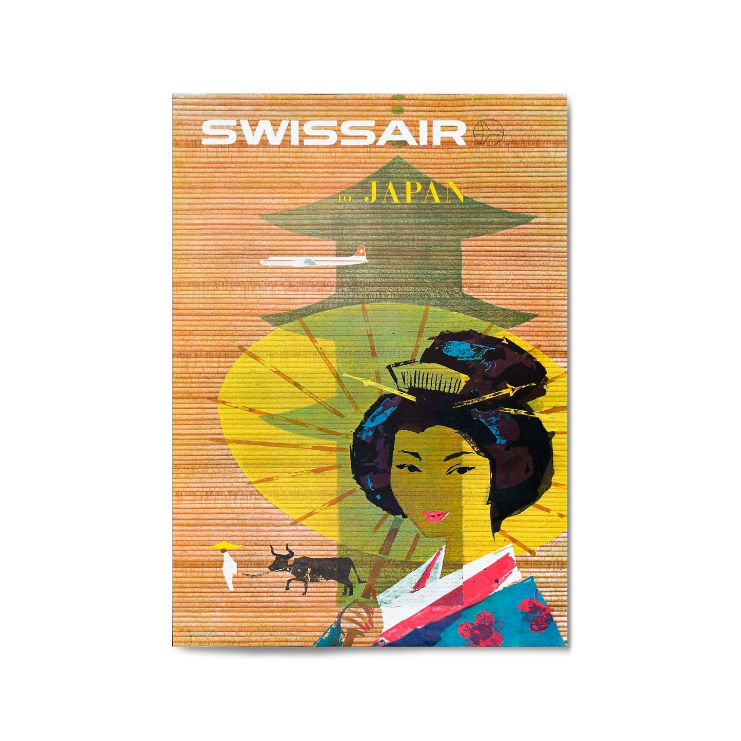 Swissair to Japan Vintage Travel Advert Wall Art - The Affordable Art Company