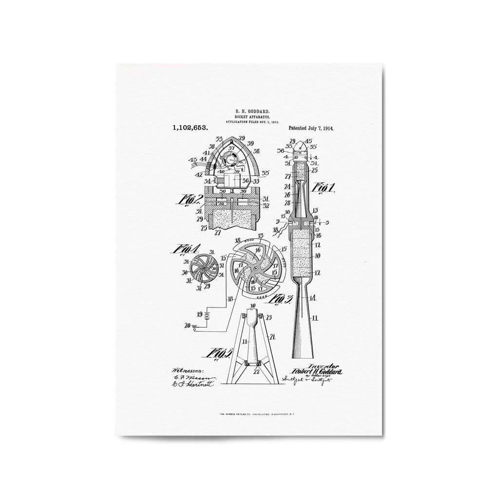 Vintage Rocket Patent Engineering Wall Art #2 - The Affordable Art Company