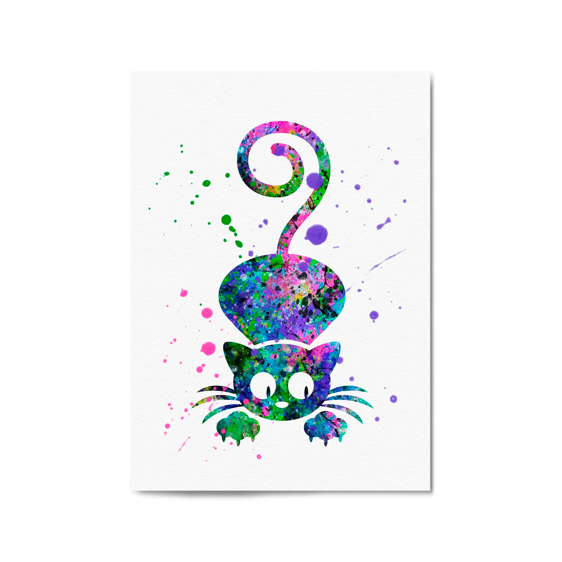 Cute Cat Painting Colourful Animal Wall Art #3 - The Affordable Art Company