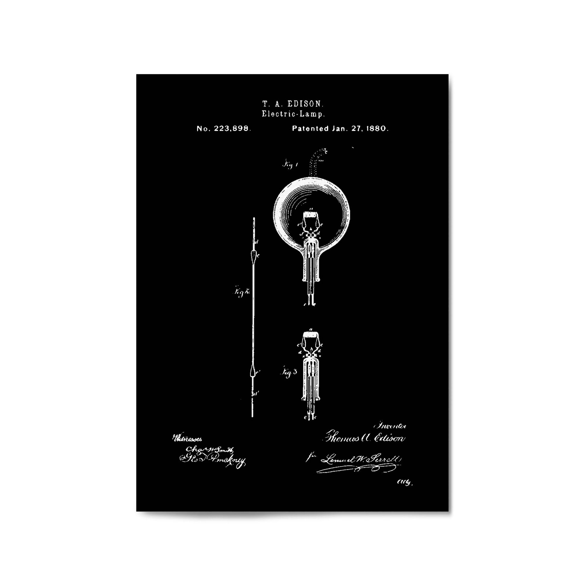 Vintage Edison Light Bulb Patent Wall Art #1 - The Affordable Art Company