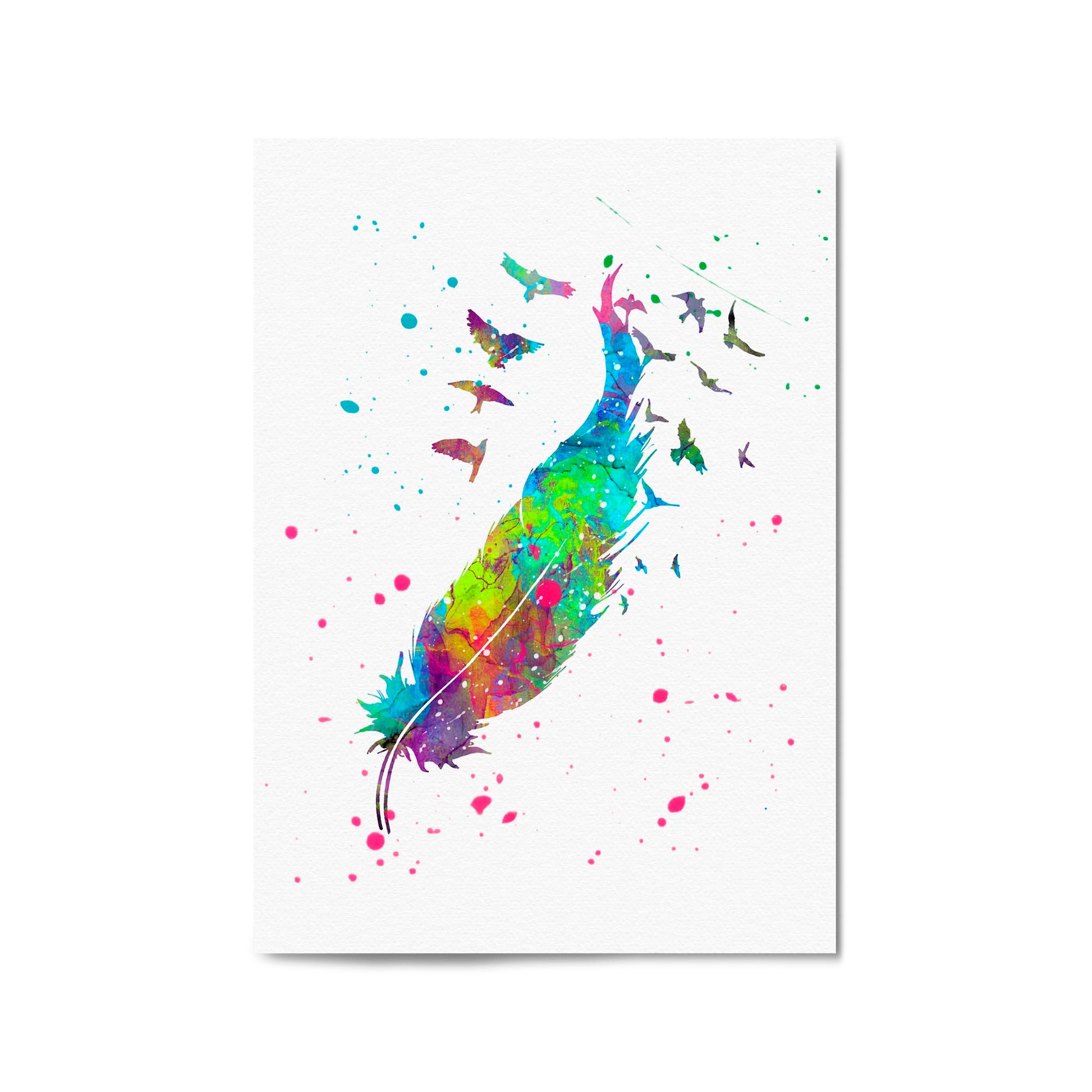 Feather Painting Colourful Bird Wall Art #3 - The Affordable Art Company