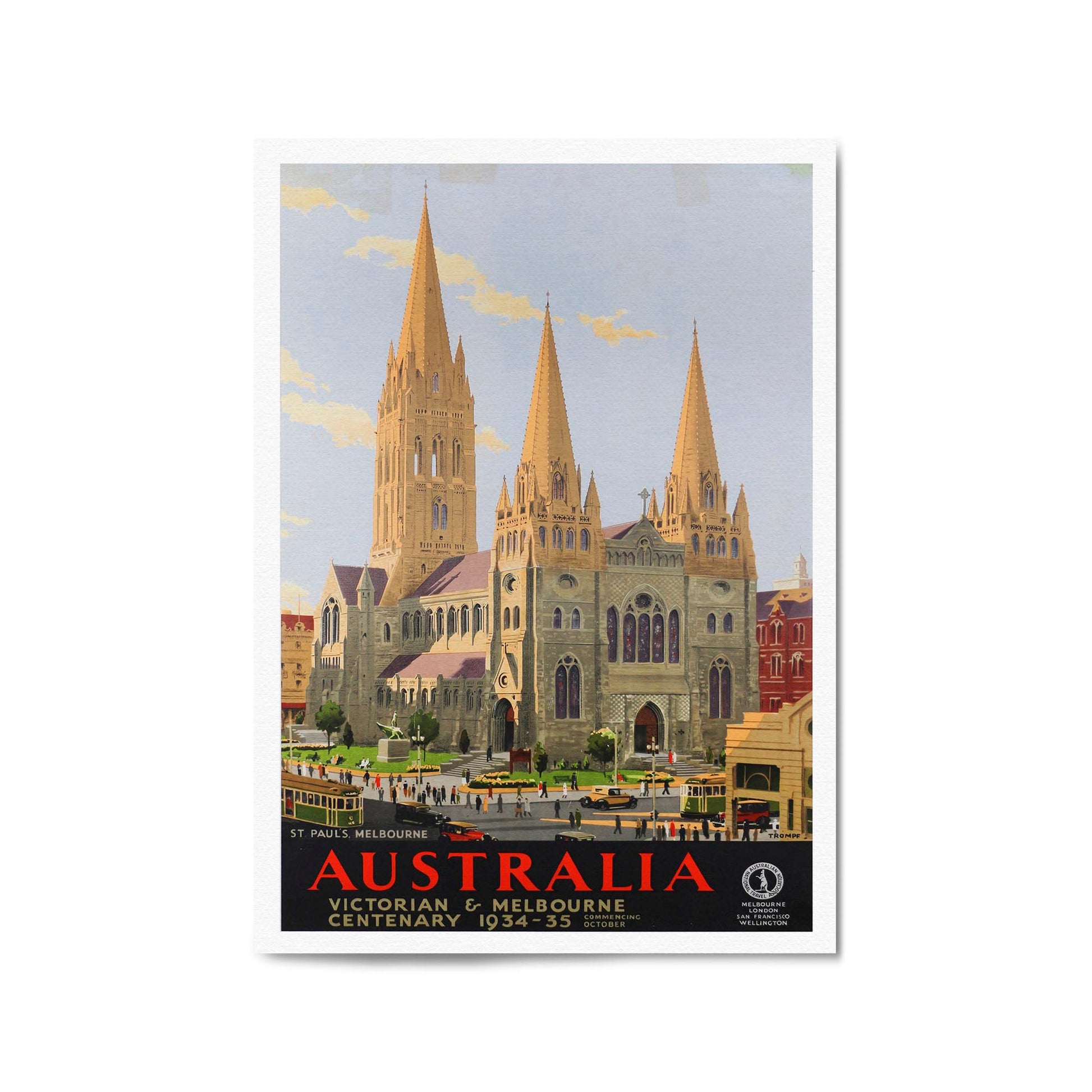 Vintage St Paul's Cathedral Melbourne Advert Art - The Affordable Art Company