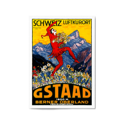 Gstaad, Switzerland Vintage Advert Wall Art - The Affordable Art Company