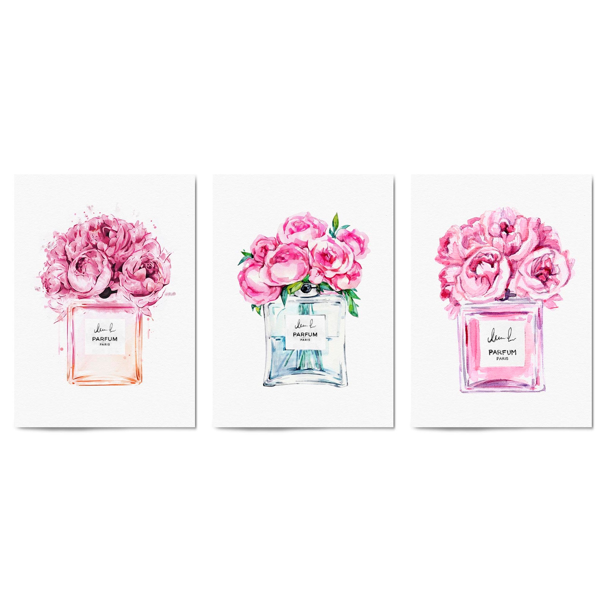 Set of Perfume Bottle Fashion Bedroom Wall Art #6 - The Affordable Art Company
