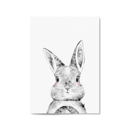 Cute Blushing Baby Bunny Rabbit Nursery Animal Art - The Affordable Art Company