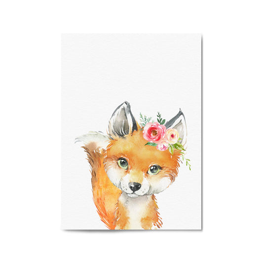 Cute Baby Fox Nursery Animal Gift Wall Art - The Affordable Art Company