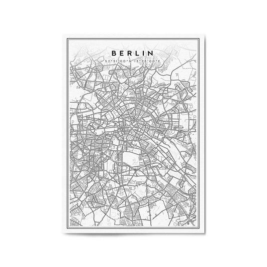 Berlin Germany Minimal Map Travel Wall Art - The Affordable Art Company