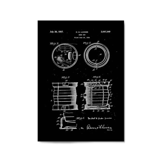 Vintage Beer Keg Patent Man Cave Gift Wall Art #1 - The Affordable Art Company