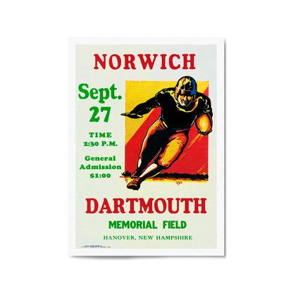 Dartmouth vs Norwich Rugby Vintage Sport Advert Wall Art - The Affordable Art Company